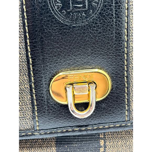 Fendi Purse PEQUIN BAG Striped Leather Gold Modern Pockets Organizer VNTG - Picture 7 of 16